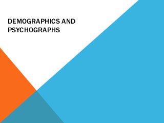 DEMOGRAPHICS AND
PSYCHOGRAPHS
 