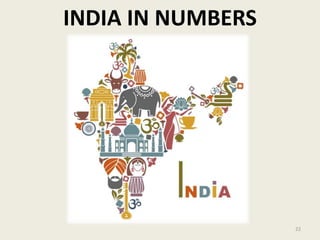 INDIA IN NUMBERS
22
 