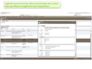 L’agenda vous permet de créer et de partager des actions
liées aux affaires enregistrées dans l’application.
 