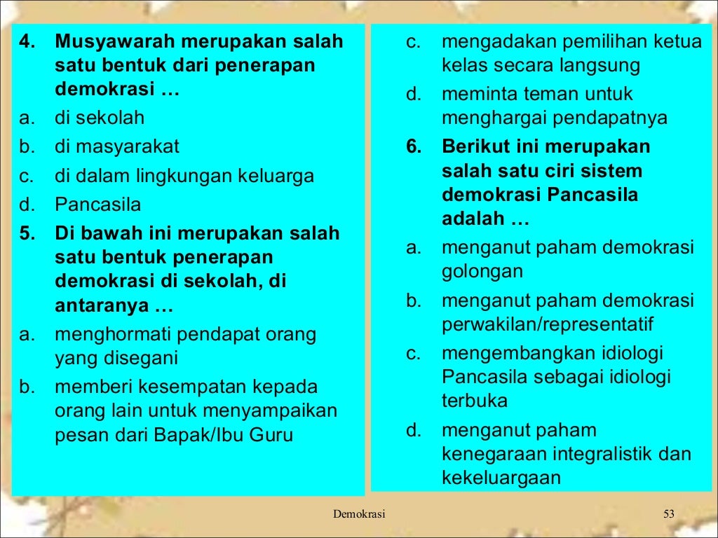 Demokrasi untuk pegangan siswa