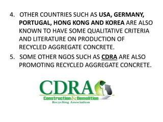 Demolished waste as coarse aggregate | PPTX