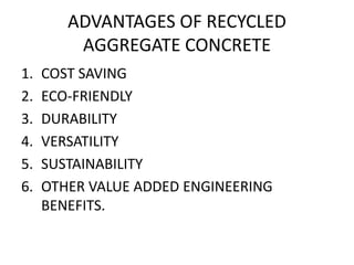 Demolished waste as coarse aggregate | PPTX