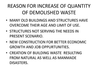 Demolished waste as coarse aggregate | PPTX
