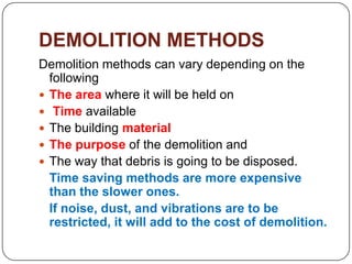 Demolition methods and its sequence | PPTX