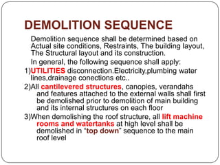 Demolition methods and its sequence | PPTX