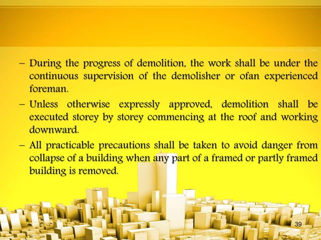 DEMOLITION & DISMANTLING OF WORK | PPTX