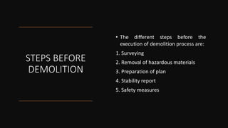 Demolition of building and blasting equipment | PPTX