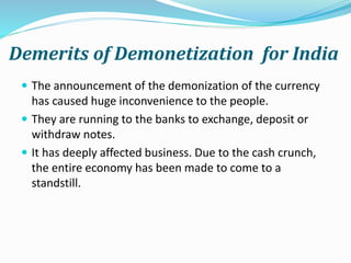 Demonetization of india and the role of rbi | PPTX