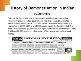 Demonitisation and its effect on indian economy | PPTX
