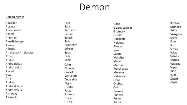 Demon names