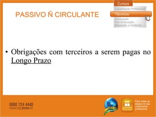 PASSIVO Ñ CIRCULANTE Obrigações com terceiros a serem pagas no  Longo Prazo 
