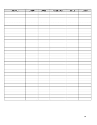 19
ATIVO 2016 2015 PASSIVO 2016 2015
 