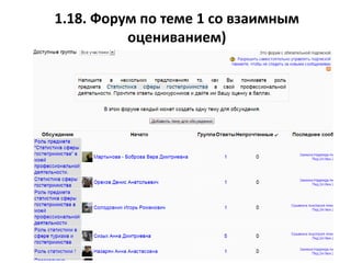1.18. Форум по теме 1 со взаимным
оцениванием)
 