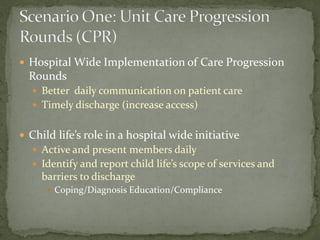 Hospital Wide Implementation of Care Progression
Rounds
 Better daily communication on patient care
 Timely discharge ...