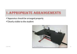 Apparatus should be arranged properly
Clearly visible to the student
21-05-2021 Dr. C. Beulah Jayarani 10
 
