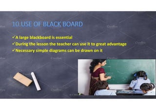 A large blackboard is essential
During the lesson the teacher can use it to great advantage
Necessary simple diagrams can be drawn on it
21-05-2021 Dr. C. Beulah Jayarani 19
 
