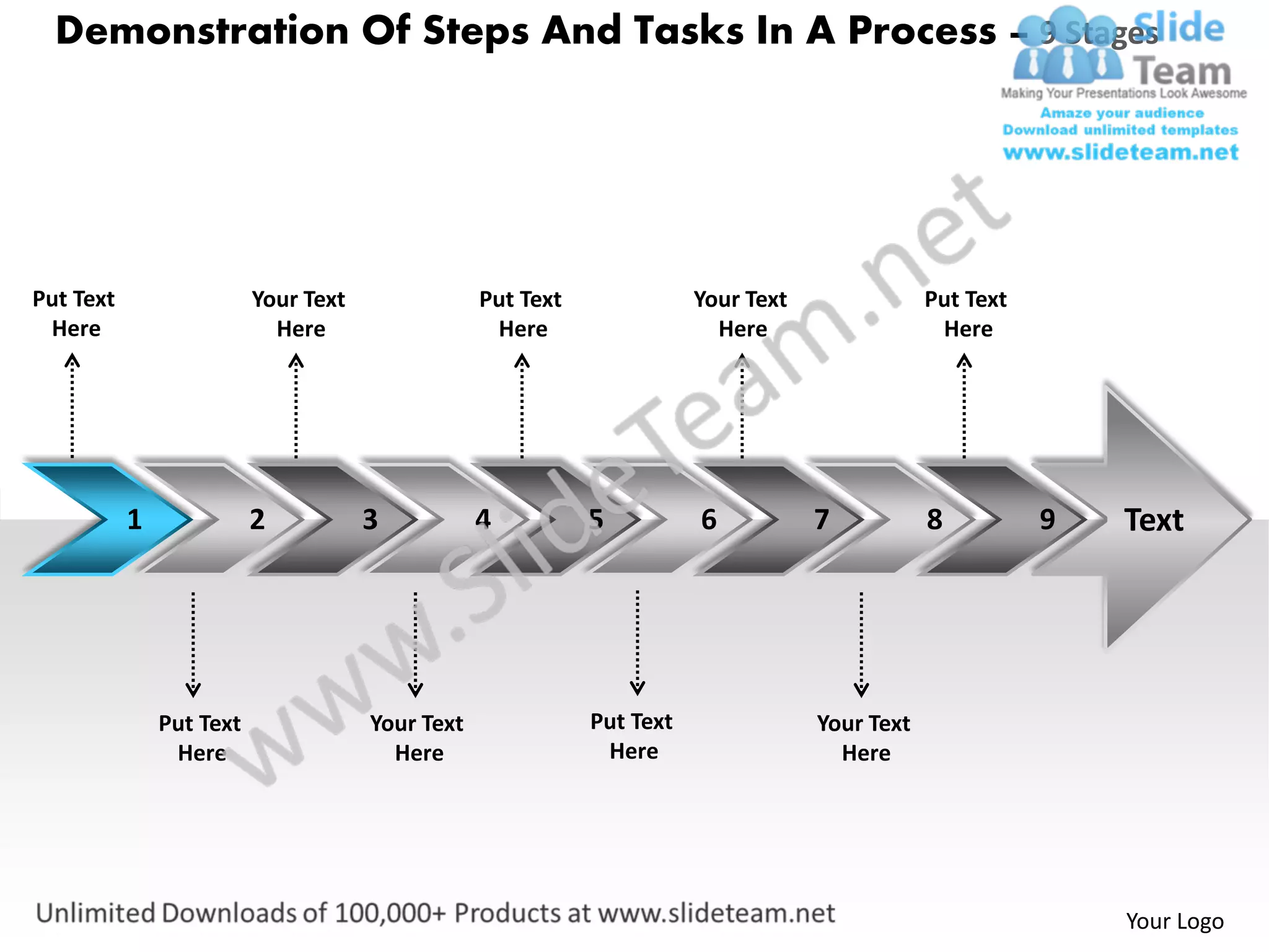Demonstration of steps and tasks in process 9 stages draw flow charts ...