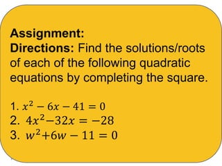 Completing the square | PPTX