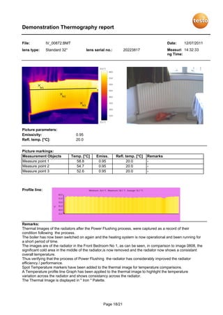 Prosource Radiator Markings Demonstration thermography report 2 radiator power flushing | PDF
