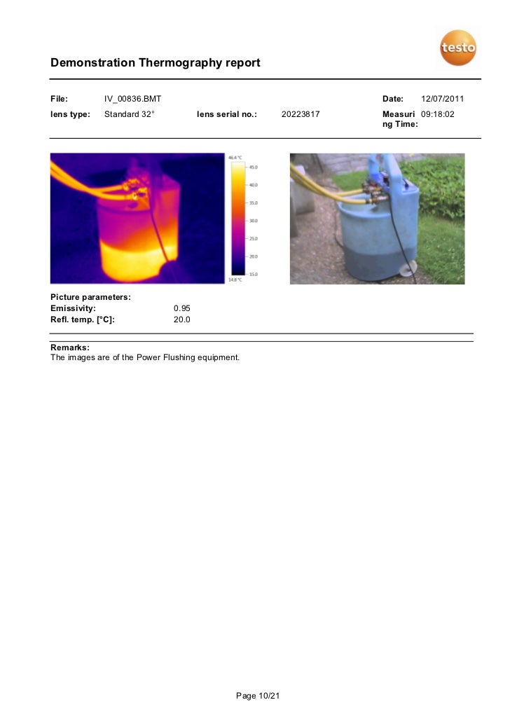 Demonstration thermography report 2 radiator power flushing