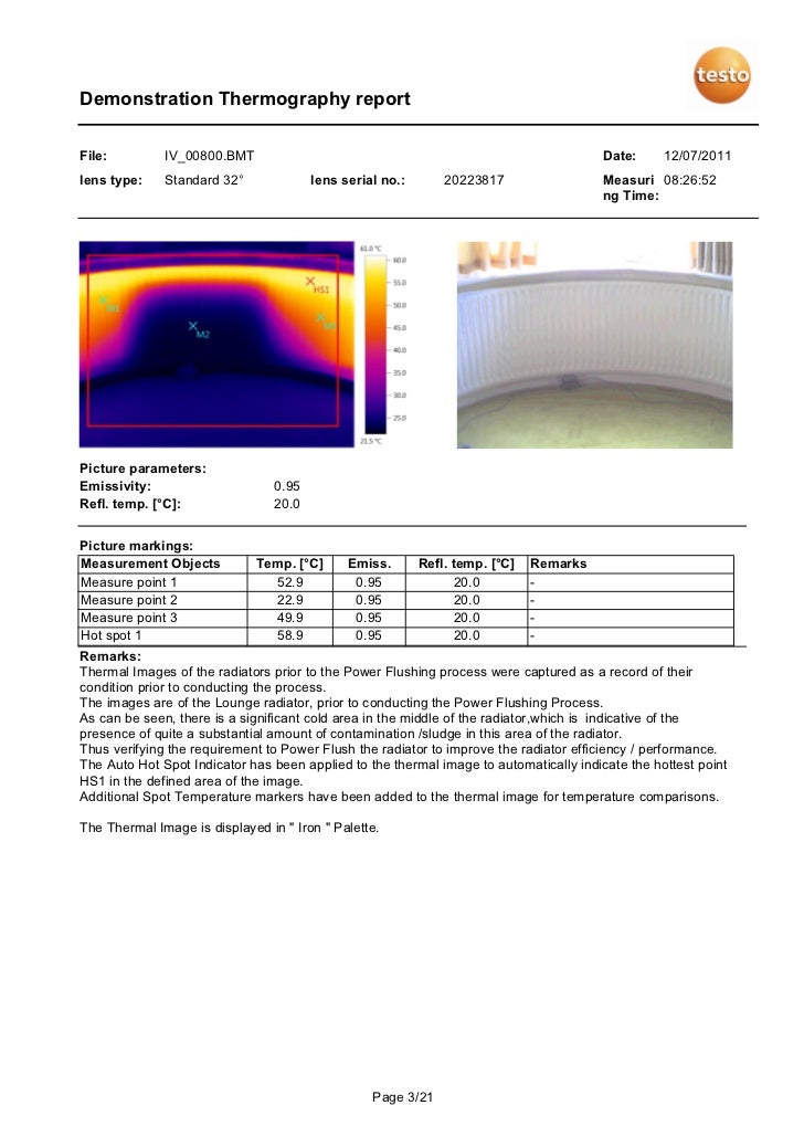 Demonstration thermography report 2 radiator power flushing