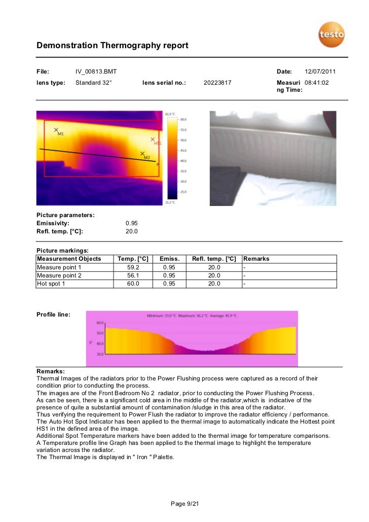 Demonstration thermography report 2 radiator power flushing
