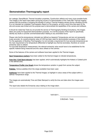 Thermograpic Scan Report Example Demonstration thermography report testo 882 dwelling images | PDF