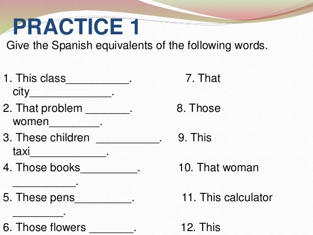 Demonstrative adjectives
