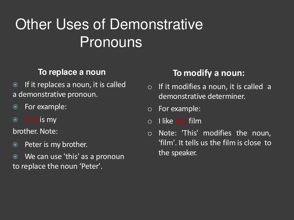 Demonstrative Pronoun Relative Pronoun