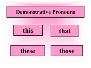 Demonstrative Pronouns
those
that
this
these
 