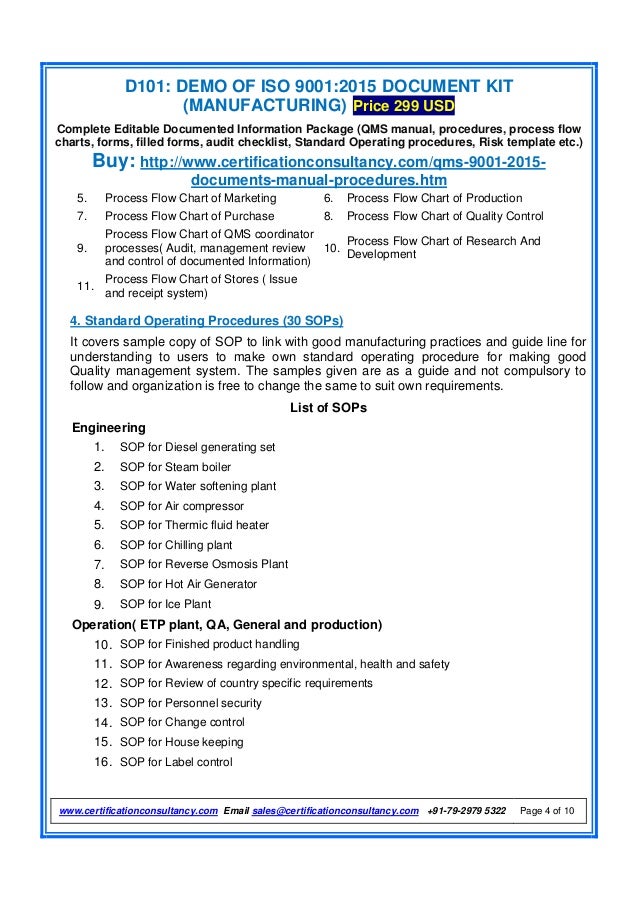 DEMO OF ISO 9001:2015 DOCUMENT KIT (MANUFACTURING)