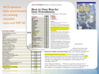 WFX aparece
bem posicionada
no ranking
mundial
Score card TOP 50
WFX
PTC
GERBER
LECTRA
 