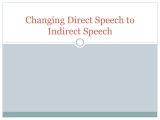Changing Direct Speech to
Indirect Speech
 