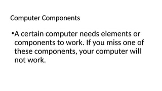 ICT Lesson Plan for the four components of computer | PPTX