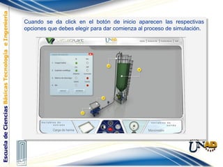 Cuando se da click en el botón de inicio aparecen las respectivas
opciones que debes elegir para dar comienza al proceso de simulación.
Cuando se da click en el botón de inicio aparecen las respectivas
opciones que debes elegir para dar comienza al proceso de simulación.
 