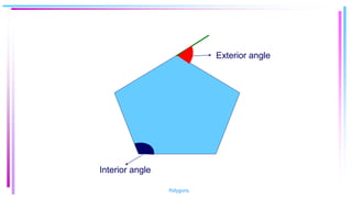 Interior angle
Exterior angle
Polygons
 