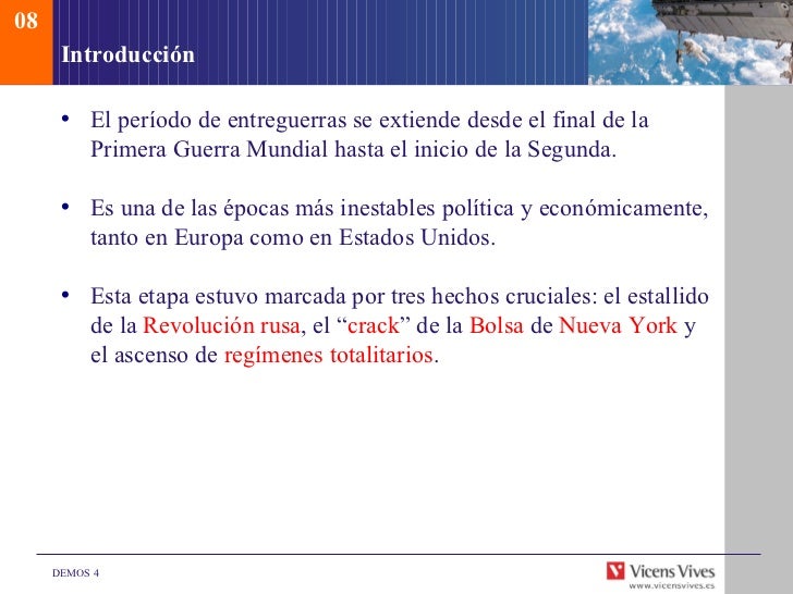 Demos El período de entreguerras. Cuarto ESO. Demos El período de entreguerras. Cuarto ESO.