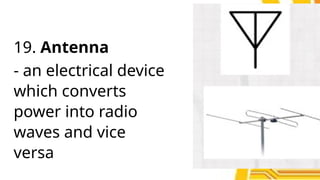 19. Antenna
- an electrical device
which converts
power into radio
waves and vice
versa
 