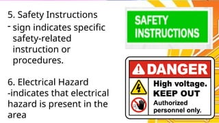 5. Safety Instructions
- sign indicates specific
safety-related
instruction or
procedures.
6. Electrical Hazard
-indicates that electrical
hazard is present in the
area
 