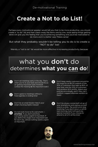 Create a Not to do list! ~De-motivational Training~