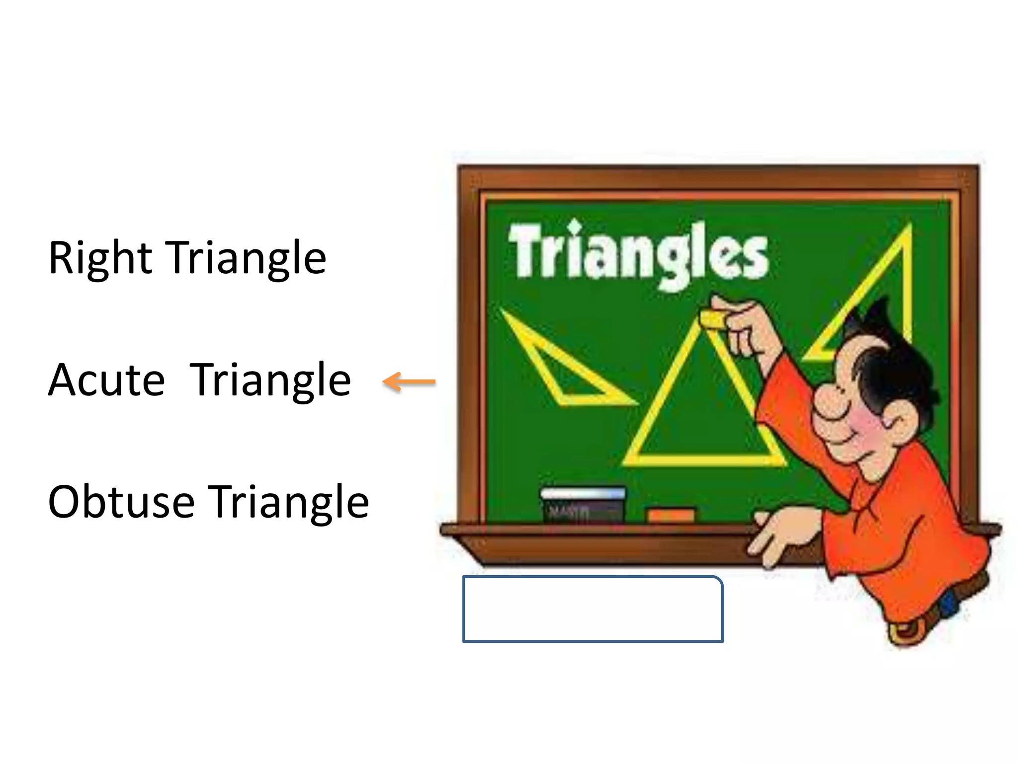 Right Triangle
Acute Triangle
Obtuse Triangle