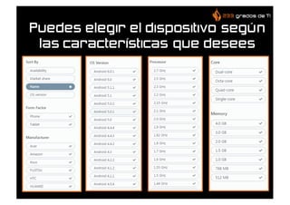 Puedes elegir el dispositivo según
las características que desees
 