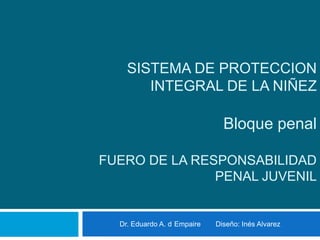 SISTEMA DE PROTECCION INTEGRAL DE LA NIÑEZBloque penalfuero de la responsabilidad penal juvenil Dr. Eduardo A. d´Empaire	Diseño: Inés Alvarez 
