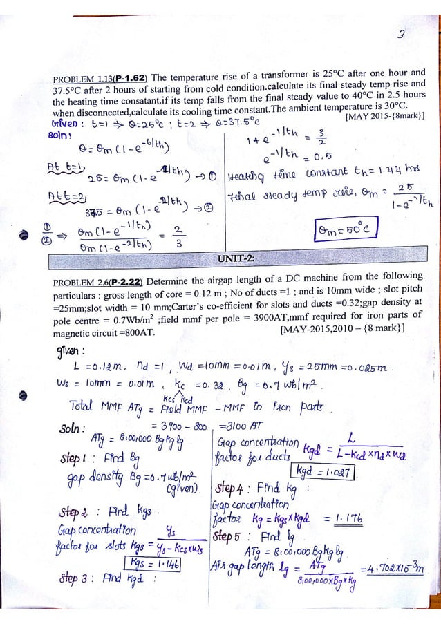 Electrical machine Design problems with solutions PDF