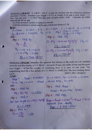 Electrical machine Design problems with solutions | PDF