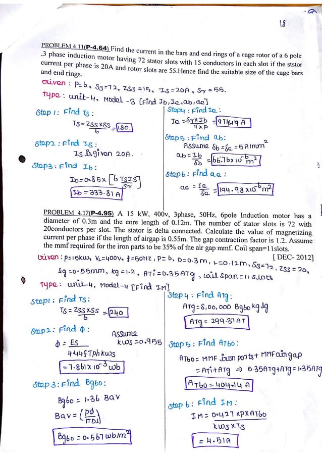 Electrical machine Design problems with solutions PDF