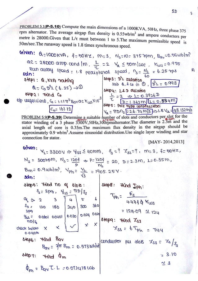 Electrical machine Design problems with solutions PDF
