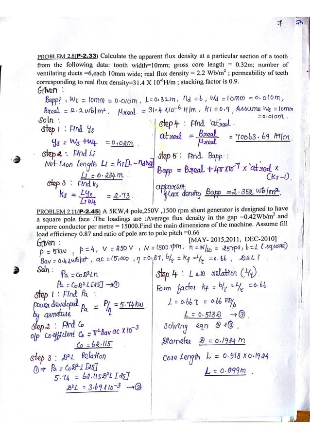 Electrical machine Design problems with solutions PDF