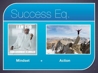 Success Eq.


Mindset   +   Action

                       4
 