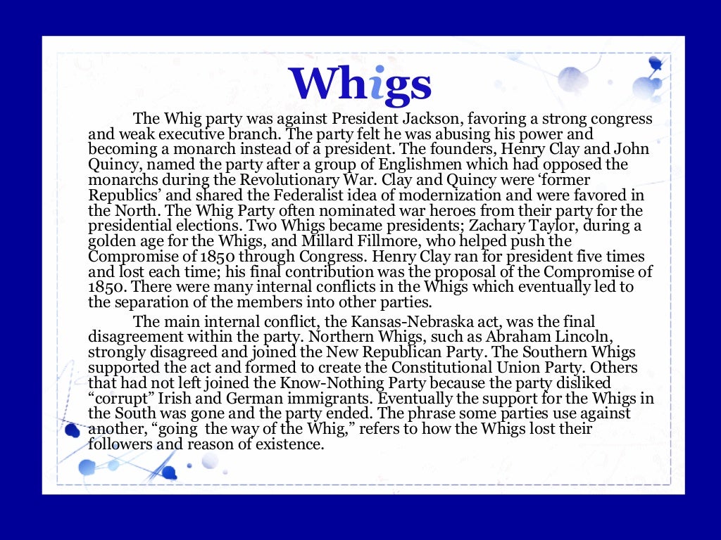 Differences between democrats and whigs